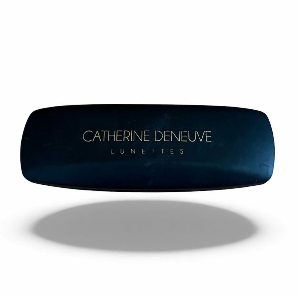 Catherine Deneuve Lunettes Clam Shell Hard Eyeglasses Case Black w/Gold Logo